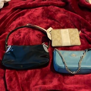 Coach and Armani handbag, wristlet, clutch